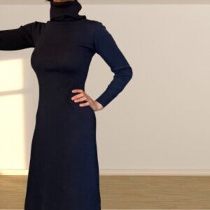 Vintage August Max Navy Petite Sweater Dress | Wool Blend | EUC